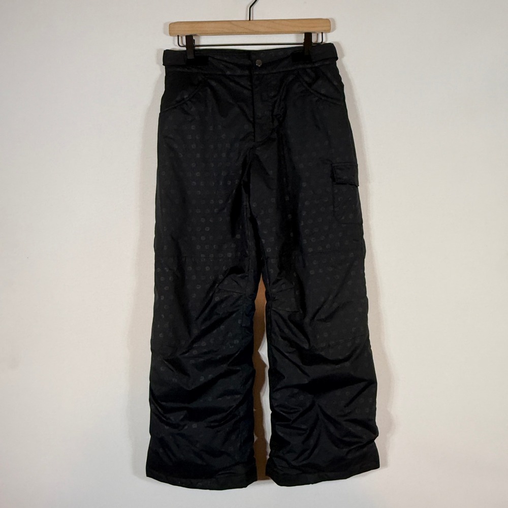 Columbia Kids Snow Pants Large 10 12 Black Snowflake Print Cargo Ski Snowboard